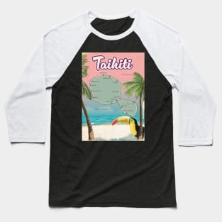 Tahiti Retro travel map Baseball T-Shirt